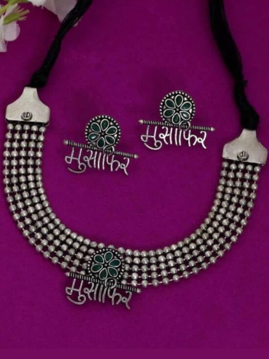 Green Color Oxidised Necklace Set  AJP2022-6