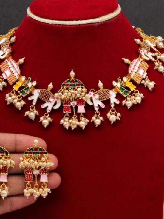 Dolhi Necklace (Multi colour hand painted meenakari necklace) AJP2022-5