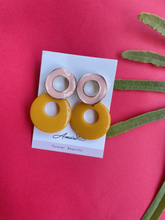 Yellow Circular Drop Earrings AJP2023- 67