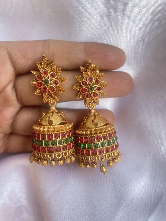 Real Kemp Stone Jhumkas Earring AJP2023-74