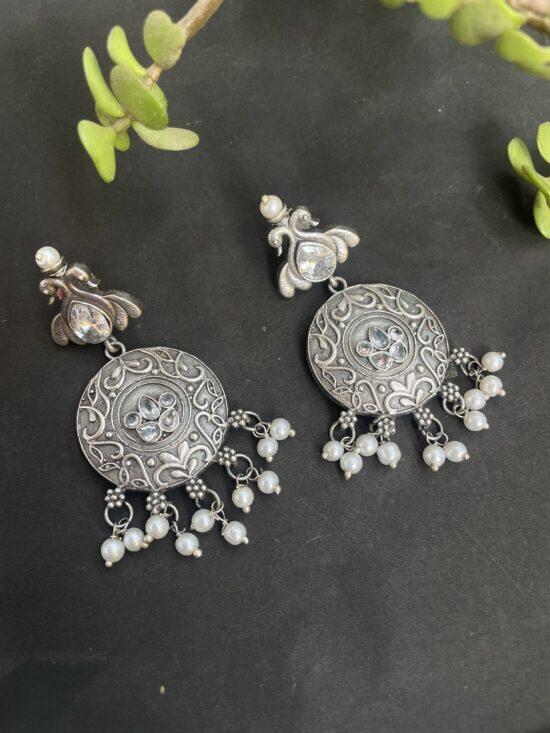 Silver Look Like Oxidised Earrings AJP2023-103