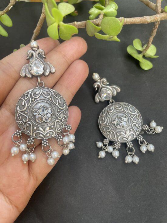 Silver Look Like Oxidised Earrings AJP2023-103