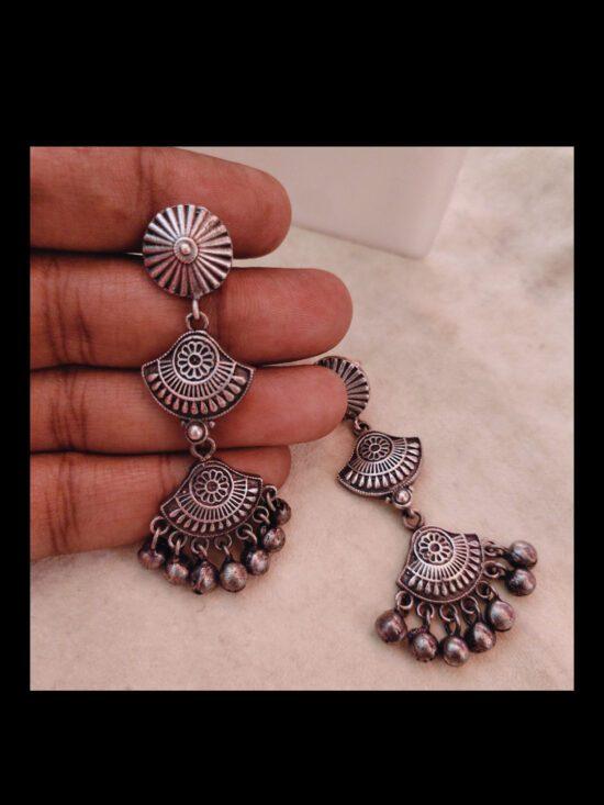 Silver Oxidised Ghungaroo Earrings AJP2023-129