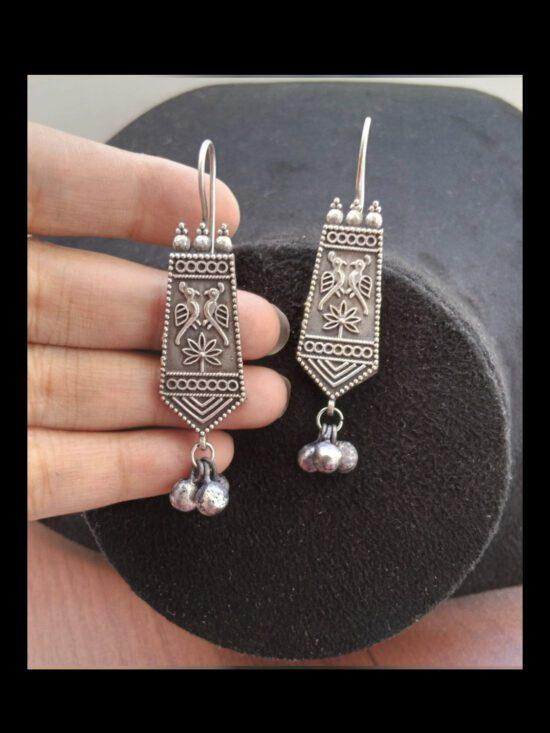 German Silver Oxidised Hook Style Earrings AJP2023-128