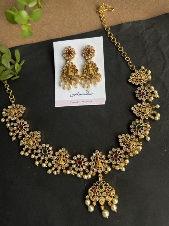 Laxmi AD Necklace With Earrings AJP2023-105