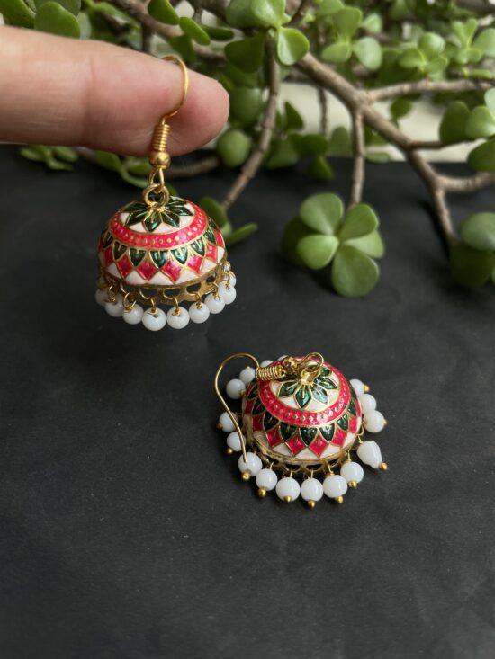 Small Sized Meenakari Jhumkas AJP2023-142