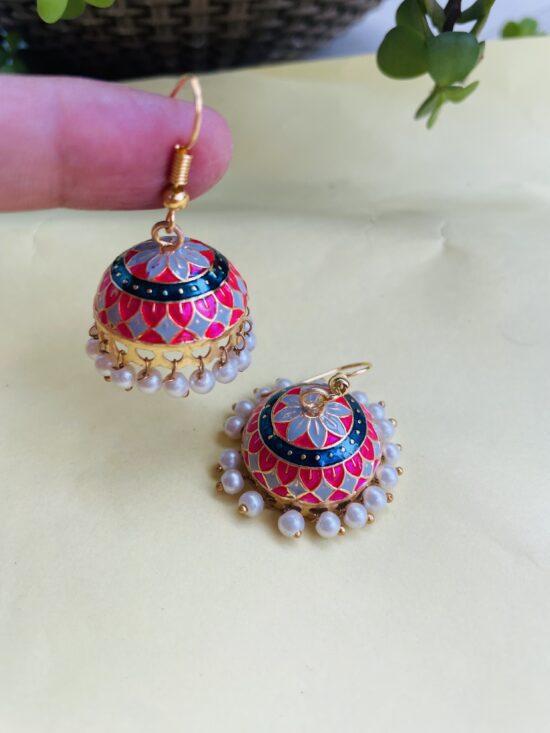 Multipal Coloured Meenakari Jhumkas AJP2023-161