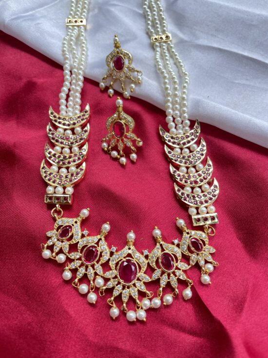 Traditional Maharashtrian Chinchpeti Moti Necklace Long Chinch Peti 3 Line AJP2023-250