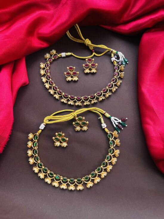 Simple Floral Necklace With Earrings AJP2023-289