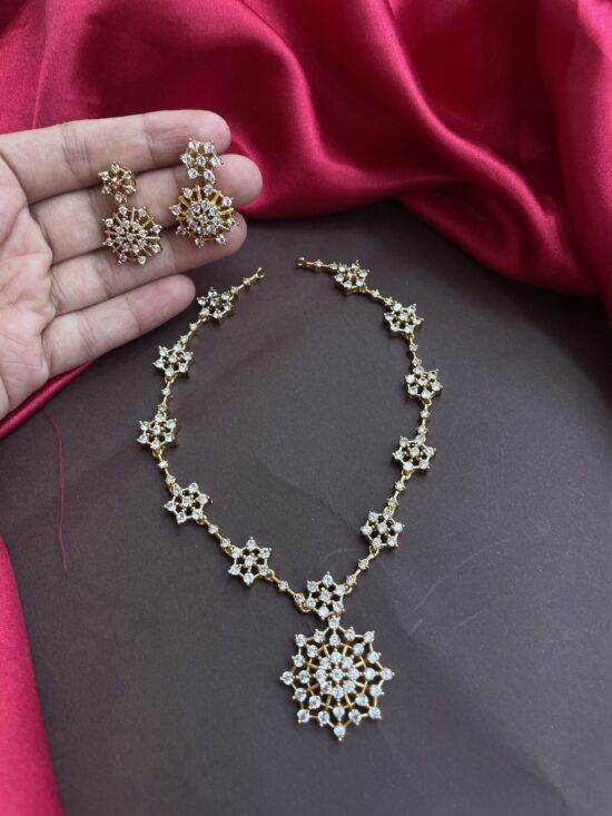 AD Stone Elegant Necklace With Earrings AJP2023-281