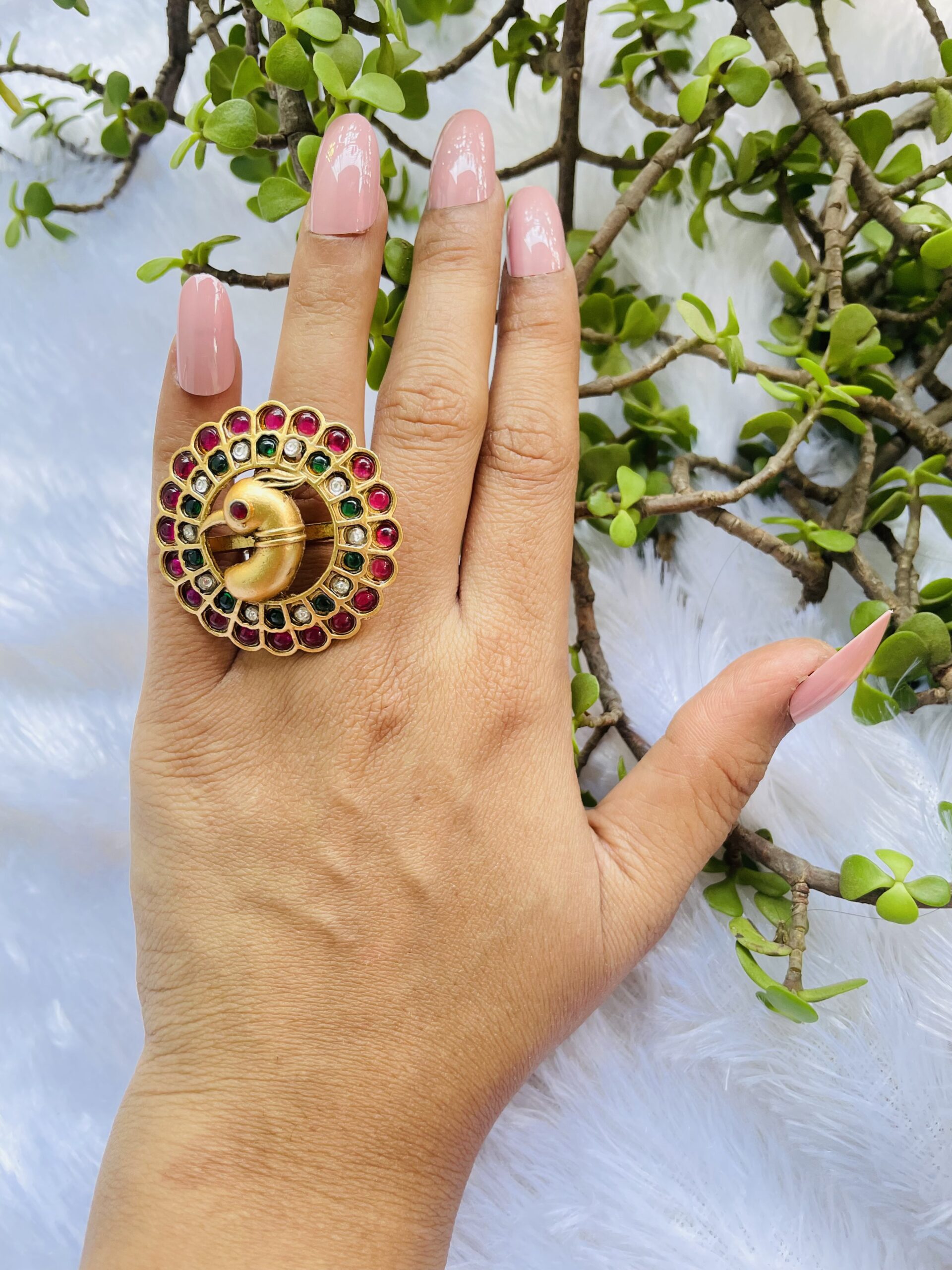 Buy Mughal Style Chunky Adjustable Bohemian Ring Gypsy Ghungroo Design  Unique Oxidized Silver with Green Stones Afghani Big Rings For Women at  Amazon.in