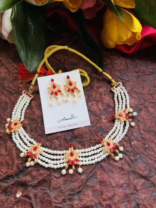 Four Layered Necklace With Earrings AJP2024-101