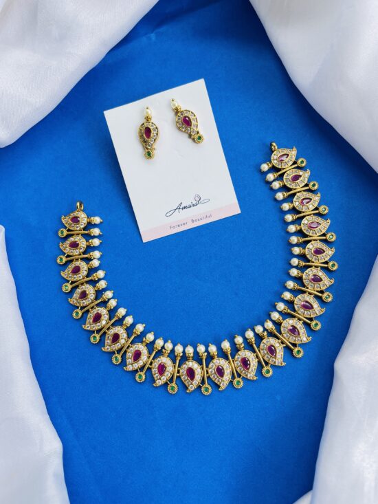 Badami Kemp Stone Necklace With Earrings AJP2024-235