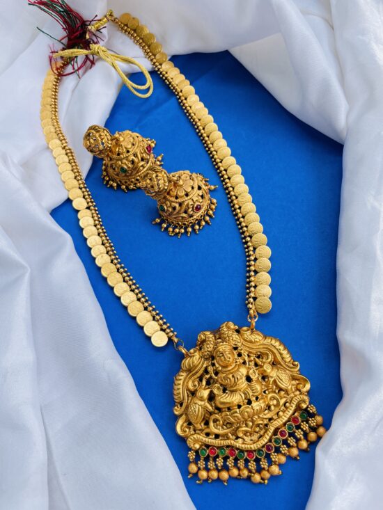 Laxmi Coin Long Necklace With Earrings AJP2024-230