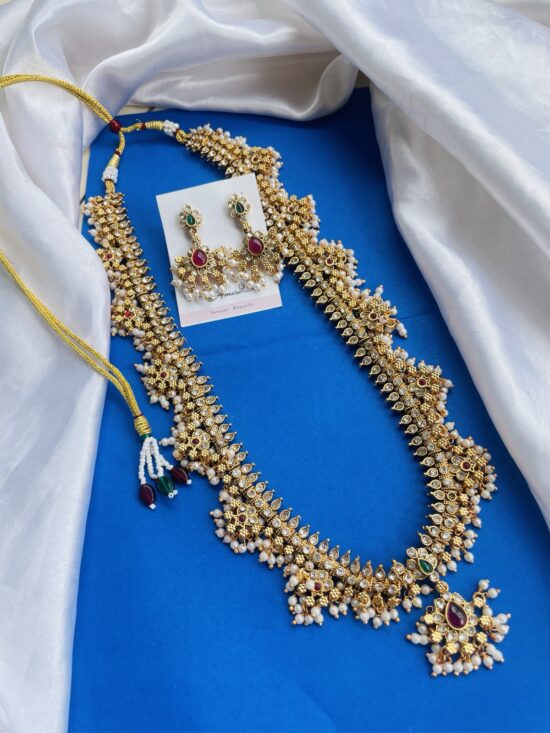 Long Guttapasalu Necklace With Earrings AJP2024-381