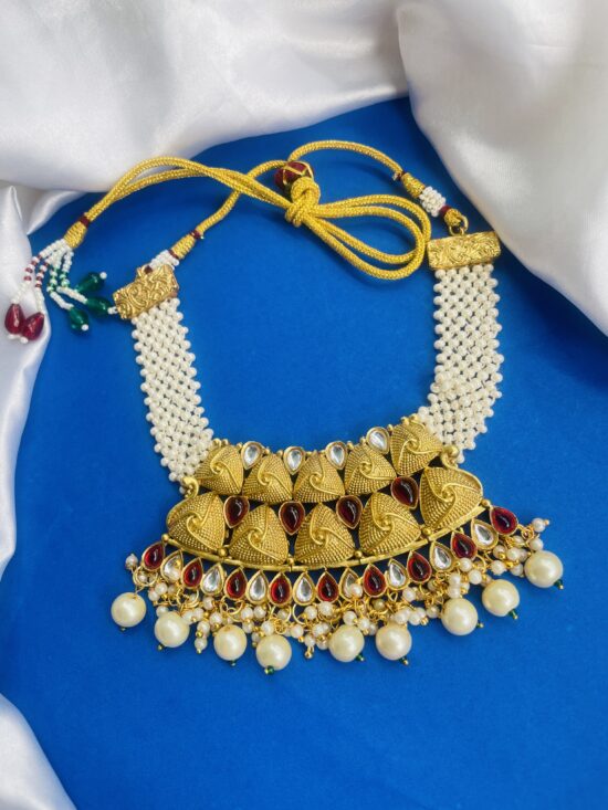 Motti Pearls Necklace Choker With Earrings AJP2024-423