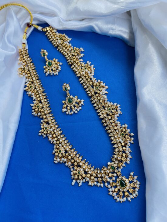 Long Guttapasalu Necklace With Earrings AJP2024-426