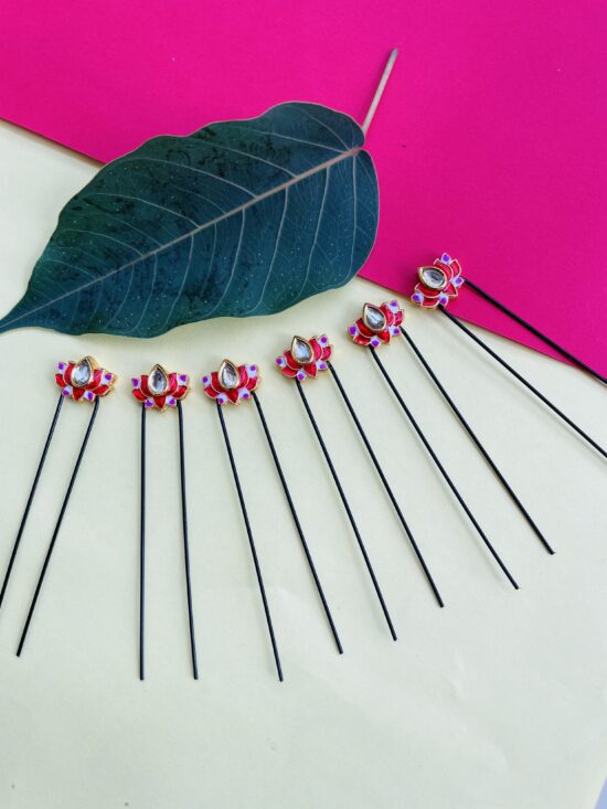 Red Lotus U Pin (Set Of 6) AJP2024-257