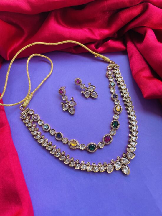 Panchratan Necklace With Earrings AJP2025-395