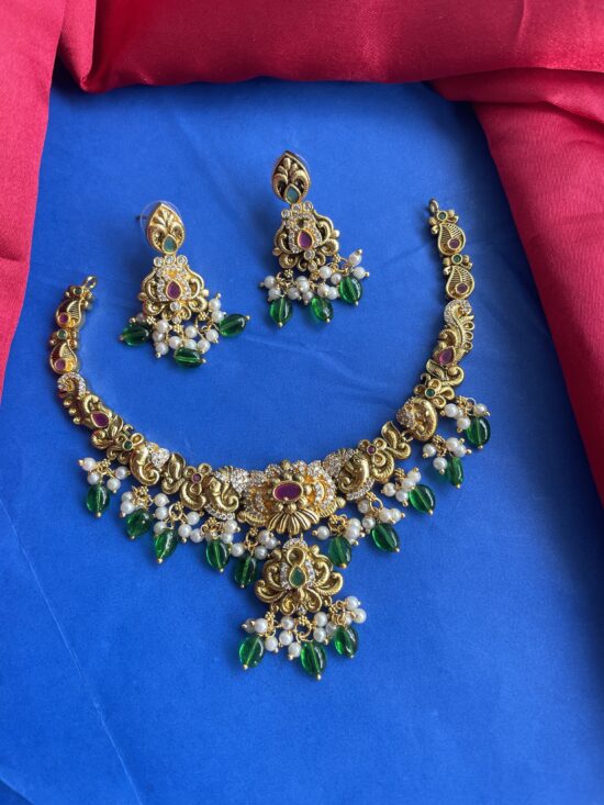 Traditional Necklace Set With Earrings AJP2025-414
