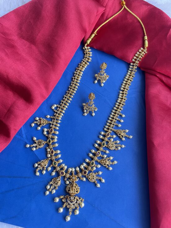 Long Guttha Pusalu Haram With Earrings AJP2025-412