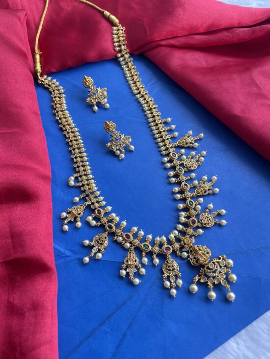 Long Guttha Pusalu Haram With Earrings AJP2025-412