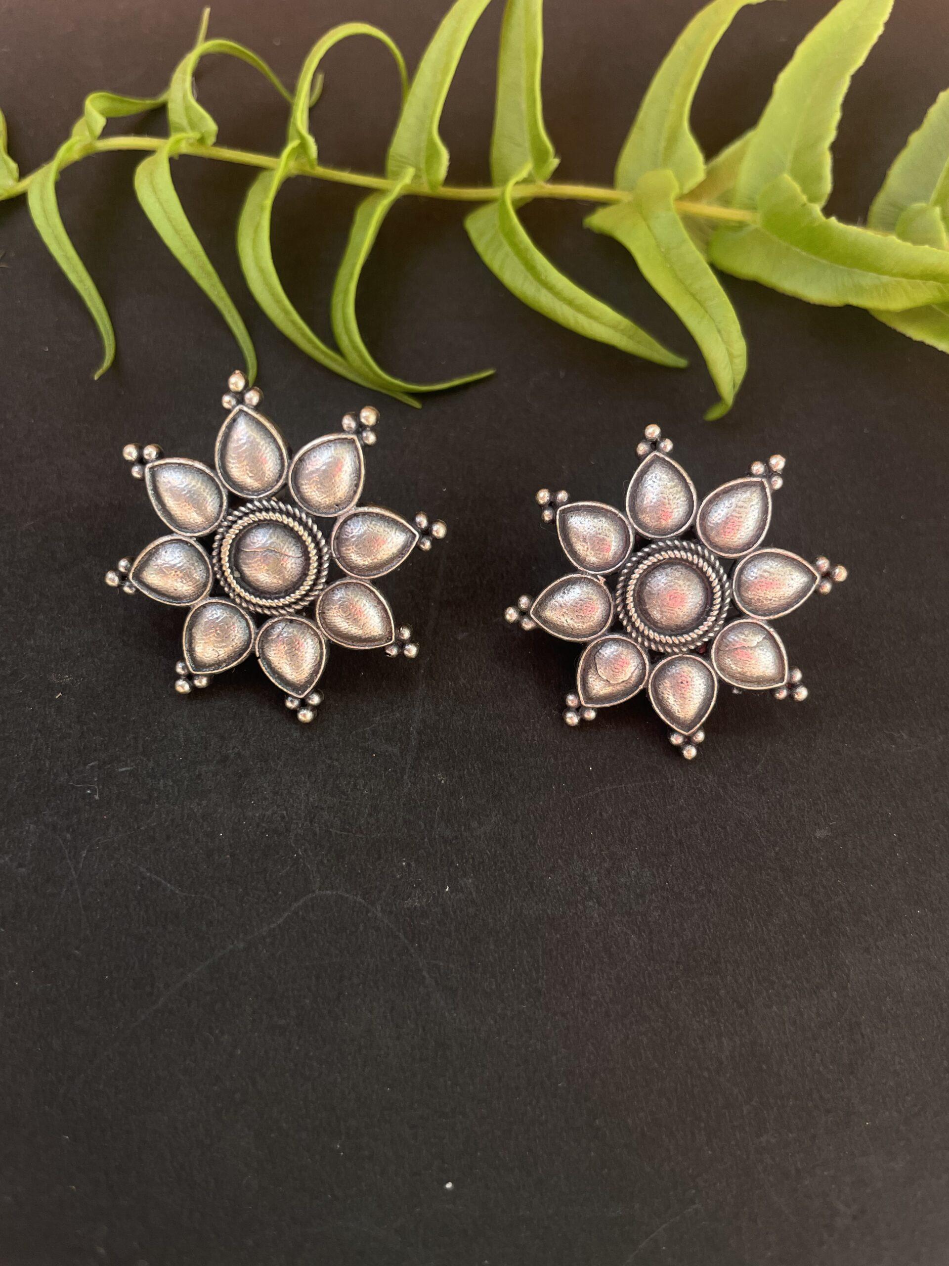 Silver Look like Oxidised Premium Quality Stud AJP2023-75 - Image 4