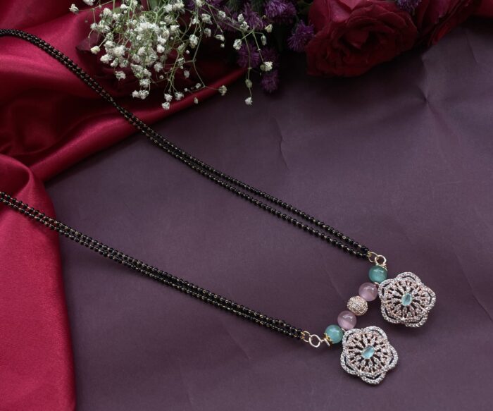 Floral AD Stone Rose Gold Mangalsutra (36 Inches) AJP2023-293