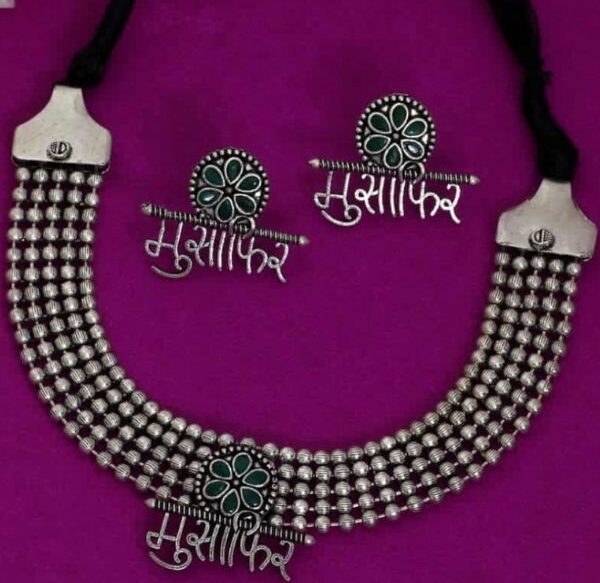 Green Color Oxidised Necklace Set AJP2022-6