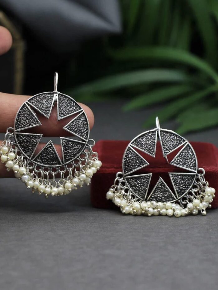 Silver Color Oxidised Earrings AJP2023-23