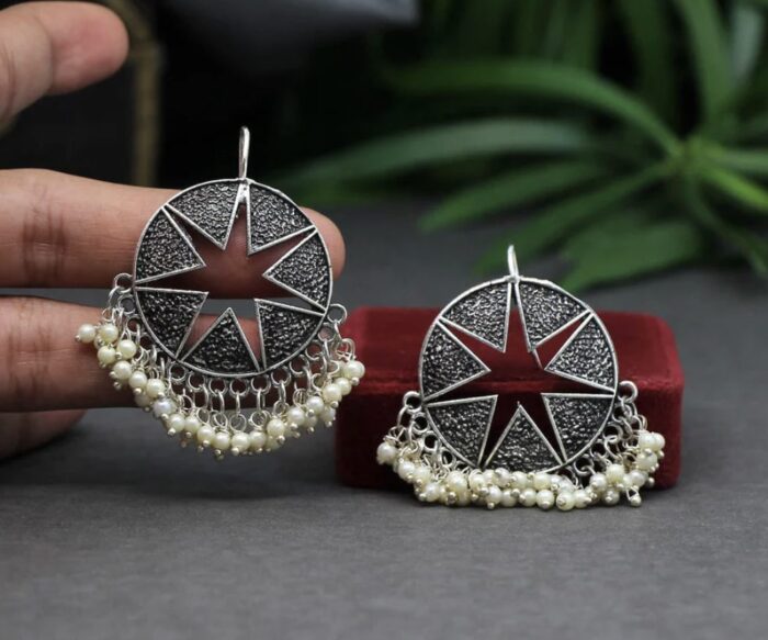 Silver Color Oxidised Earrings AJP2023-23