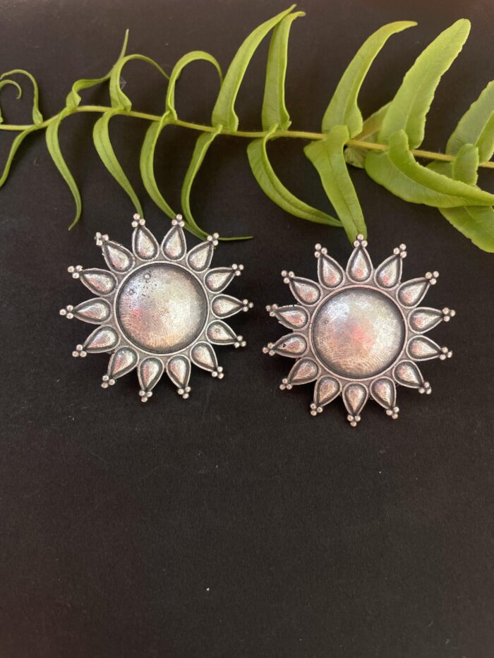 German Silver Oxidised Big Size Stud AJP2023-78