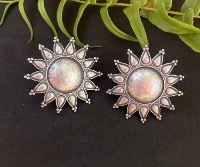 German Silver Oxidised Big Size Stud AJP2023-78