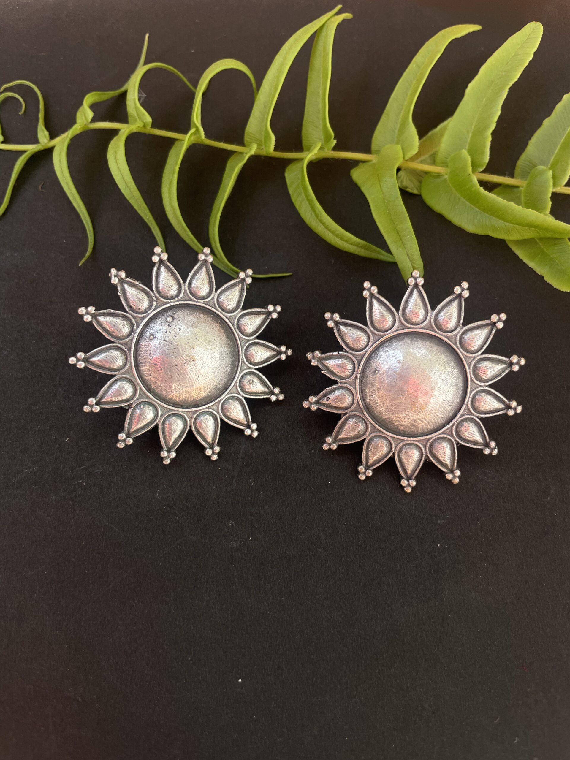 Silver Look like Oxidised Premium Quality Stud AJP2023-75 - Image 2