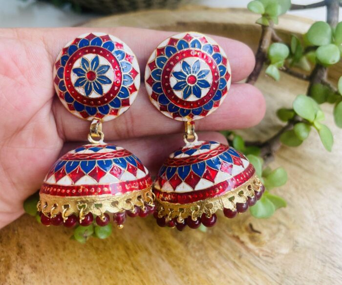 Big Size Meenakari Stud Jhumkas AJP2023-159