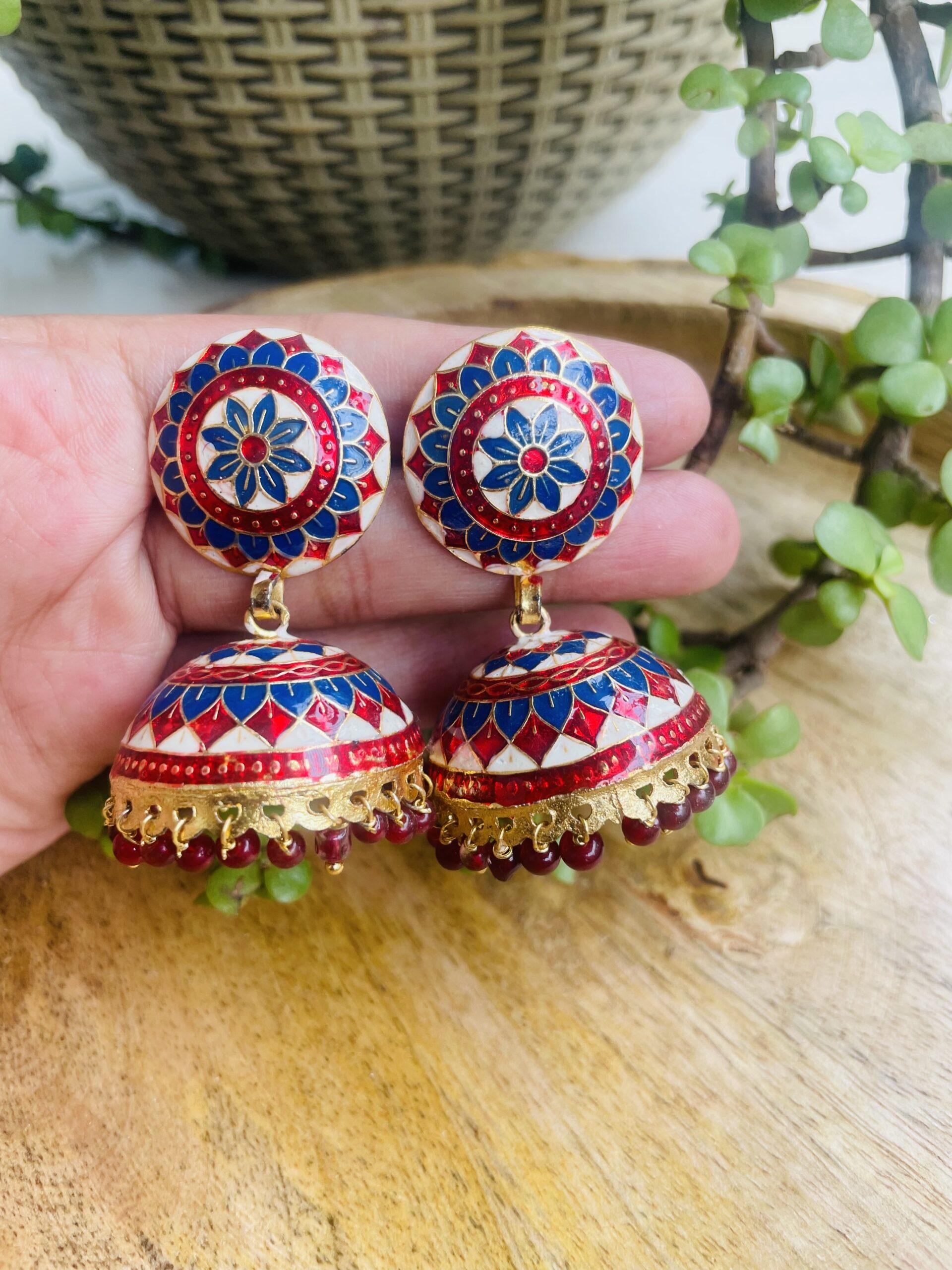Big Size Meenakari Stud Jhumkas AJP2023-159