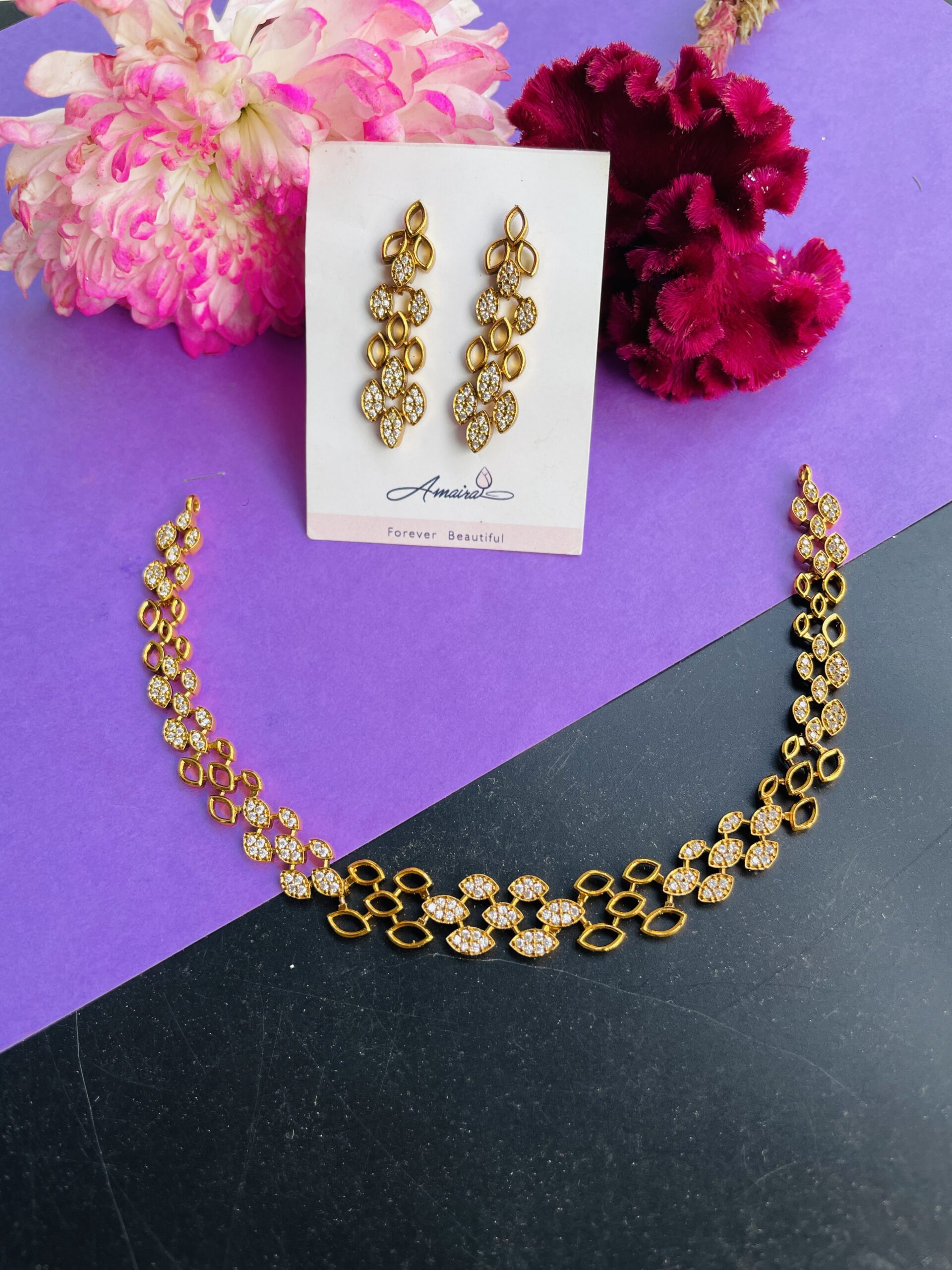 AD Stone Necklace With Earrings AJP2025-399