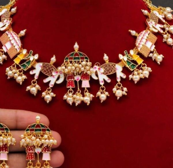 Dolhi Necklace (Multi colour hand painted meenakari necklace) AJP2022-5
