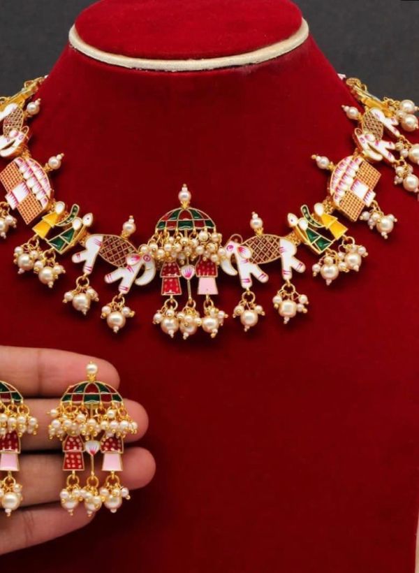 Dolhi Necklace (Multi colour hand painted meenakari necklace) AJP2022-5