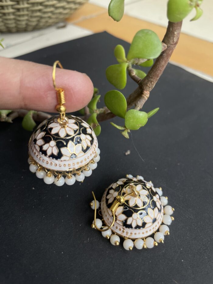 Medium Size Meenakari Dome Shaped Jhumkas Earrings AJP2023-37