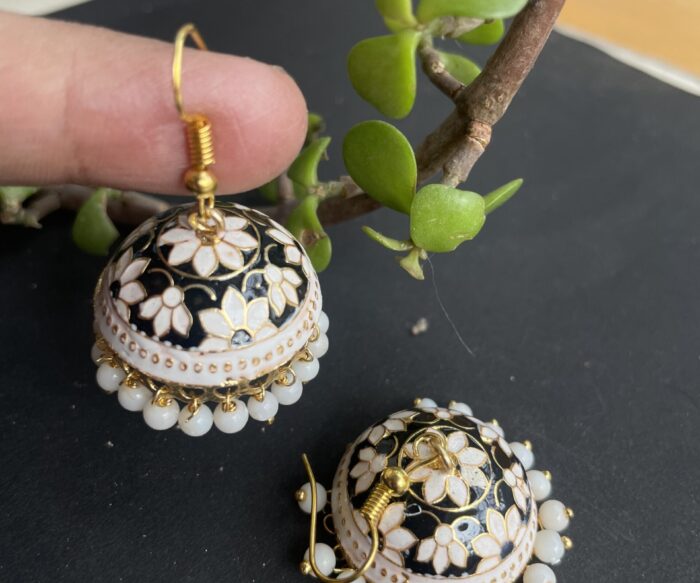 Medium Size Meenakari Dome Shaped Jhumkas Earrings AJP2023-37