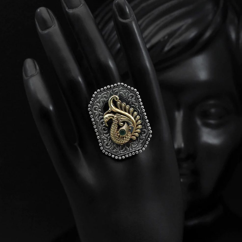 Green Color Premium Oxidised Rings AJP2023-25 - Image 2