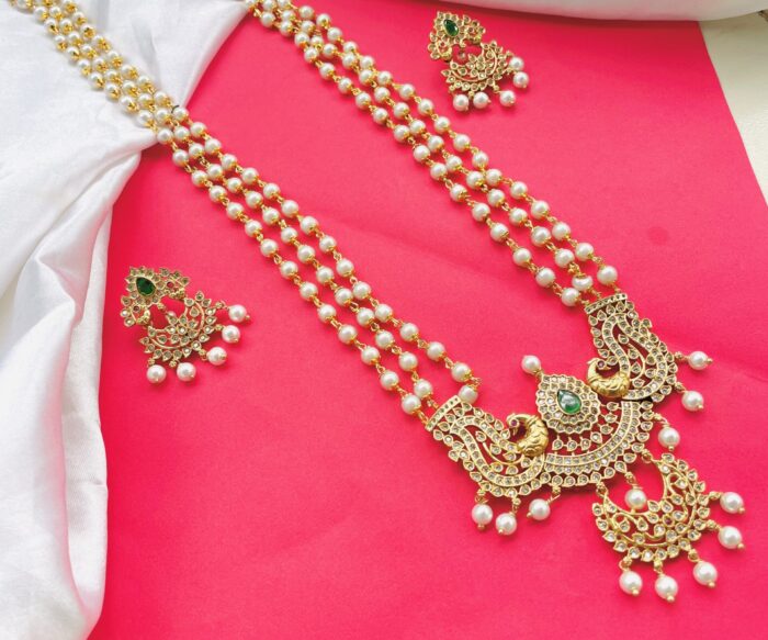 Pearl Kemp Long Haram With Earrings AJP2025-375