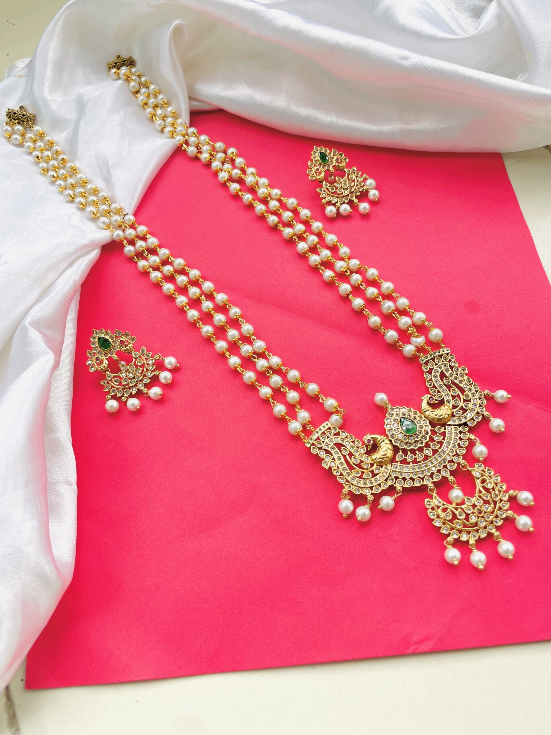Pearl Kemp Long Haram With Earrings AJP2025-375