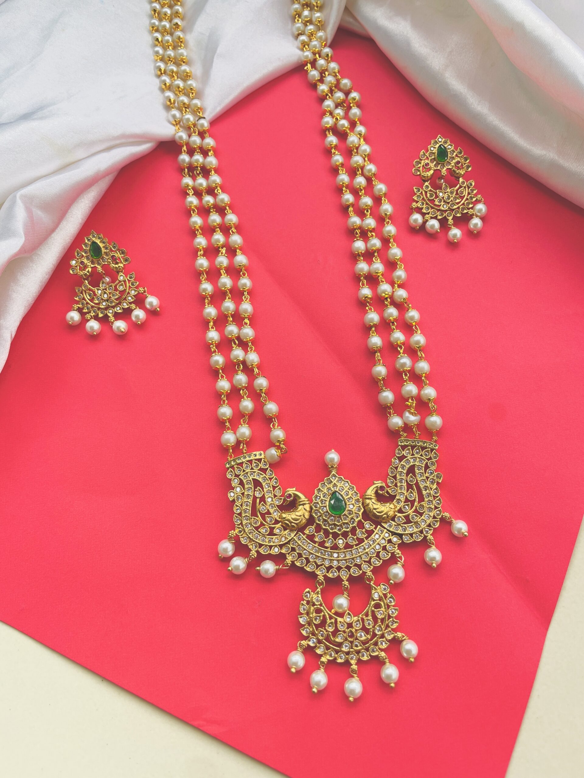 Pearl Kemp Long Haram With Earrings AJP2025-375 - Image 3