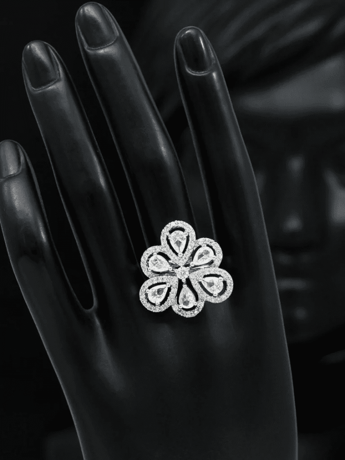 White Color American Diamond Finger Ring AJP2023-34