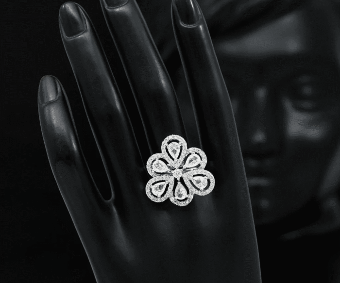 White Color American Diamond Finger Ring AJP2023-34