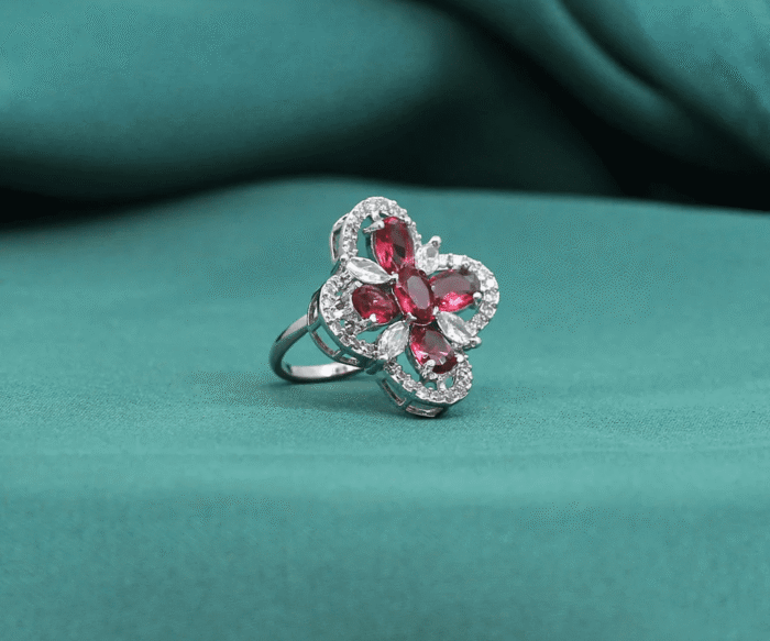 Red Color American Diamond Finger Ring AJP2023-26