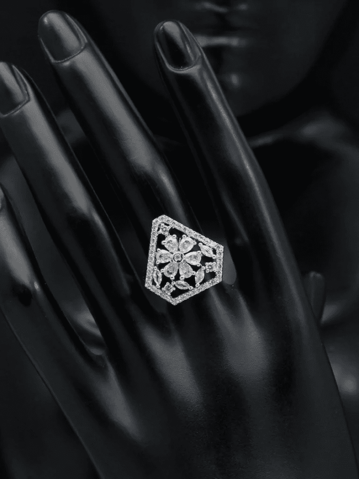 White Color American Diamond Finger Ring AJP2023-33