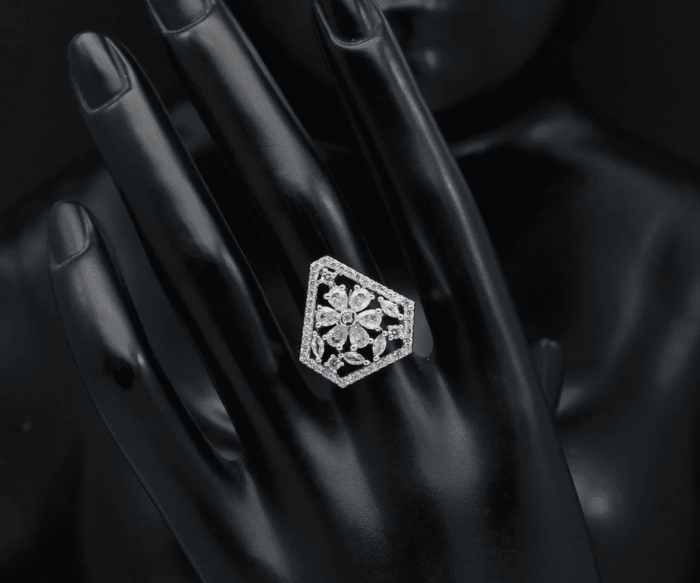 White Color American Diamond Finger Ring AJP2023-33